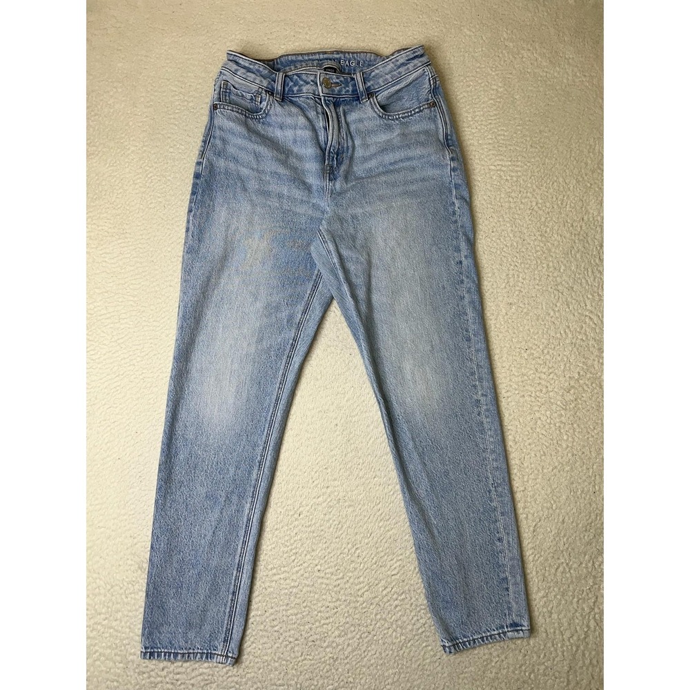 American Eagle Mom Jeans Womens 2 Blue Light Wash High Rise Stretch‎ Denim